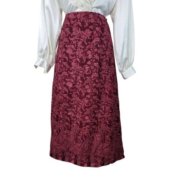 Vintage Wrap Skirt Plus 1X Floral midi Long romantic Alt Whimsigoth Stretch - Picture 3 of 8